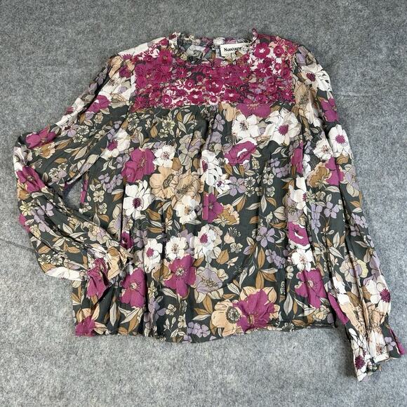 Savanna Jane Top Womens Small Floral Embroidered Multicolored Peasant Boho - Picture 1 of 9